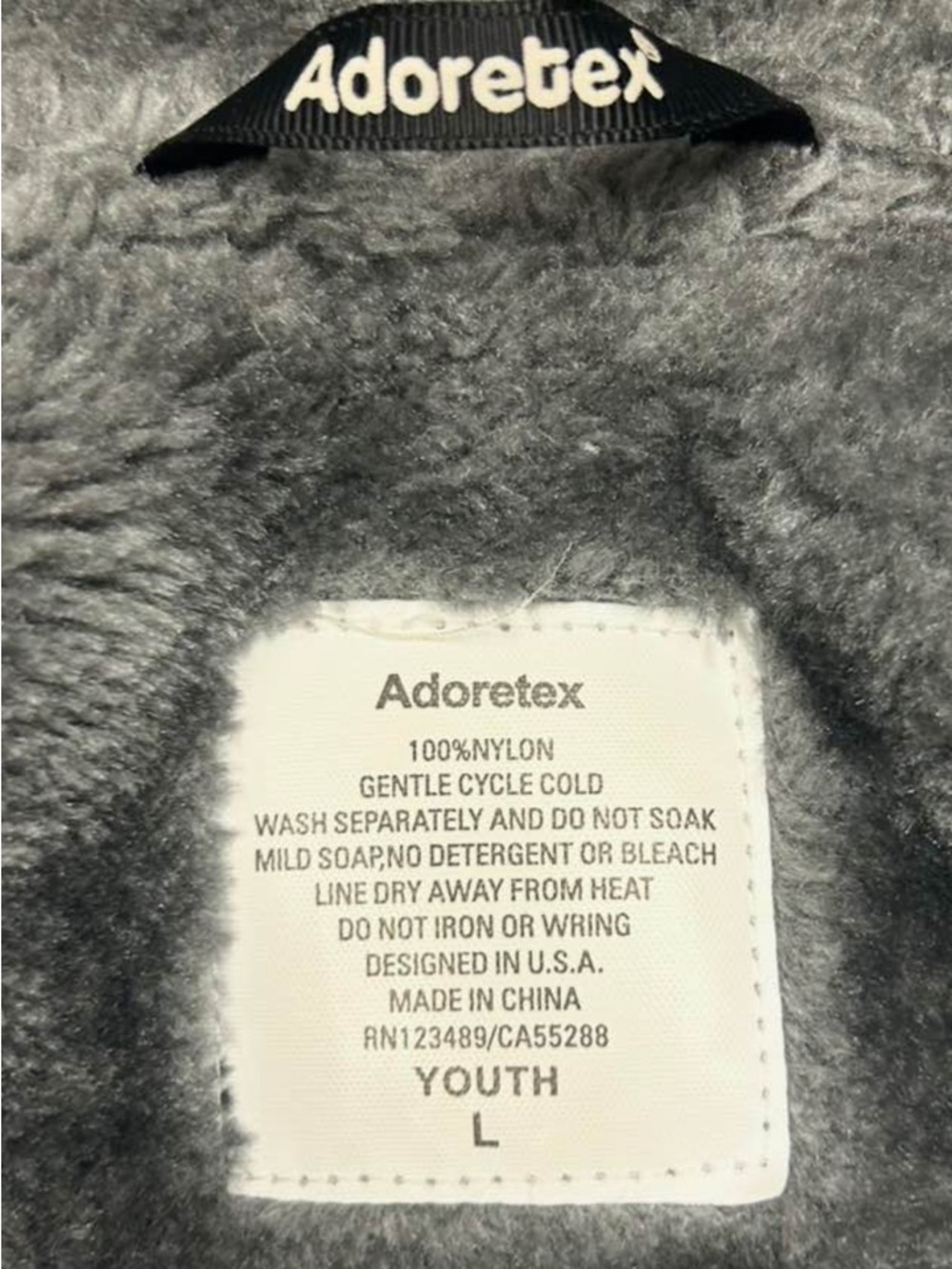 Adoretex Youth Jacket with Gray Faux Fur Lining - Picture 5 of 5
